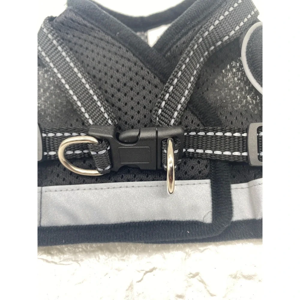Pet Harness & Leash Set‎ Adjustable Reflective Black & Gray Safety Vest Size M